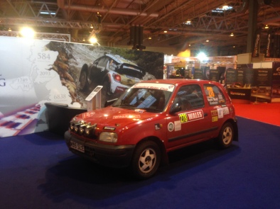 Muriel (Nissan Micra) on the stand of the Motor Sport Association at Autosport International, January 2015